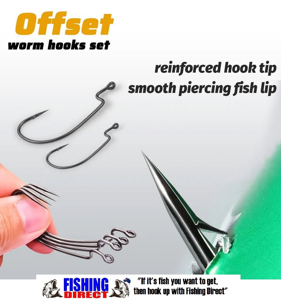 WORM HOOKS 3/0#, 25 Piece Set, High Carbon Steel Offset Suit Soft Plastic Lures, Silver