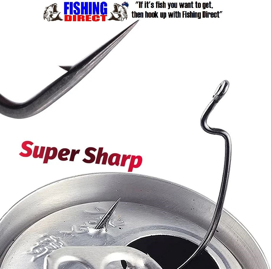 WORM HOOKS 3/0#, 25 Piece Set, High Carbon Steel Offset Suit Soft Plastic Lures, Silver