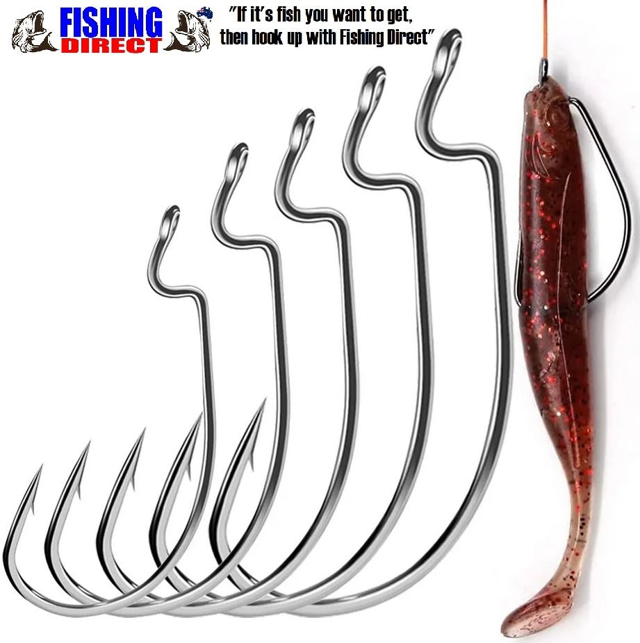 WORM HOOKS 3/0#, 25 Piece Set, High Carbon Steel Offset Suit Soft Plastic Lures, Silver