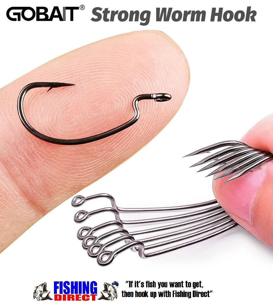 WORM HOOKS 3/0#, 25 Piece Set, High Carbon Steel Offset Suit Soft Plastic Lures, Silver