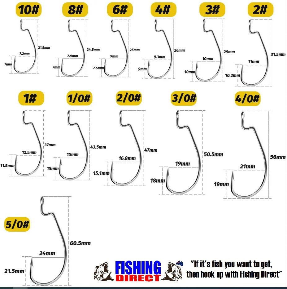 WORM HOOKS 3/0#, 25 Piece Set, High Carbon Steel Offset Suit Soft Plastic Lures, Silver