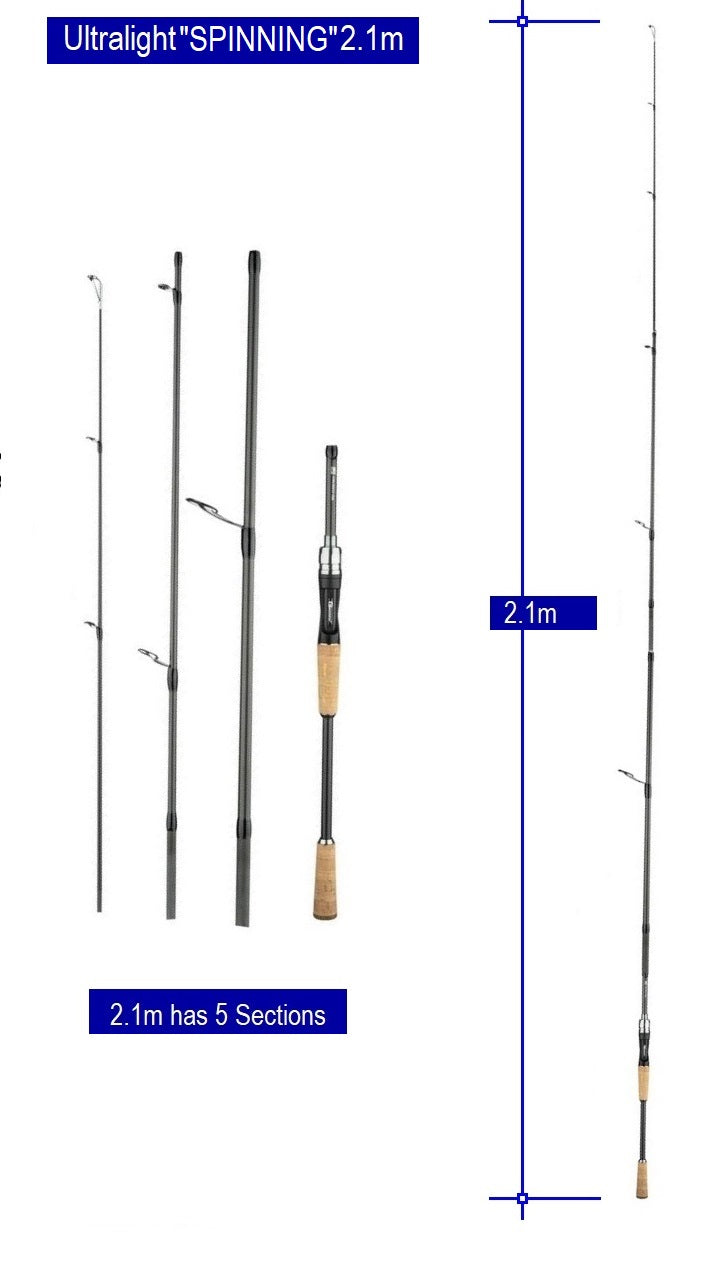 Fishing Rod Ultralight BIUTIFU Traveller Spinning or Casting Carbon Lure Rod 1.8/2.1/ 2.4m