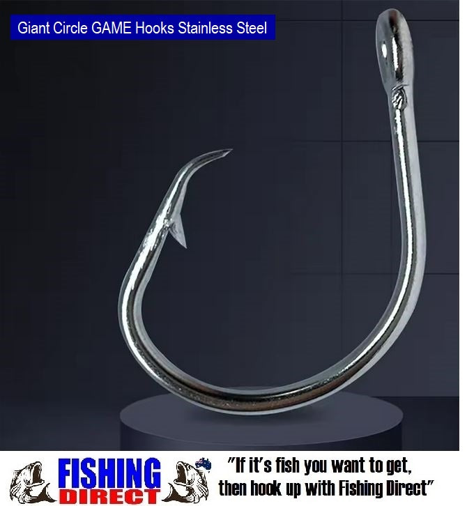 Circle Hooks GIANT Forged In Line Stainless Steel Game Hooks 6 Pack Mixed