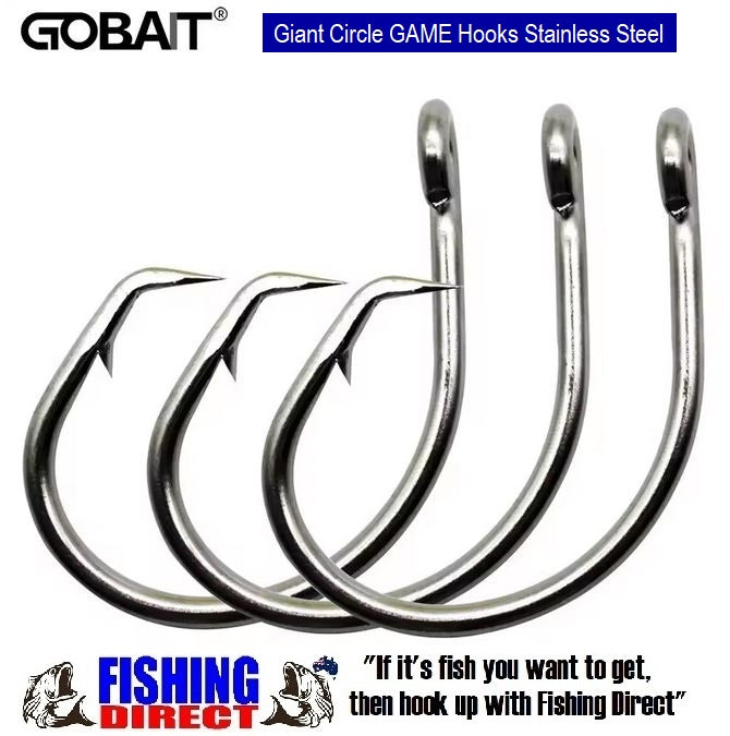 Circle Hooks GIANT Forged In Line Stainless Steel Game Hooks 6 Pack Mixed