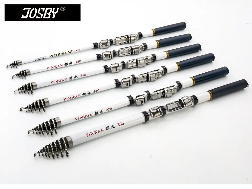 Fishing Rod Telescopic JOSBY Yinwan Carbon Fibre Spinning Sliding Reel Seat, 1.8M White
