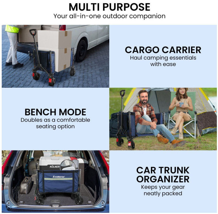 Portable & Foldable Cart/Trolley For Camping Fishing 120 Litre