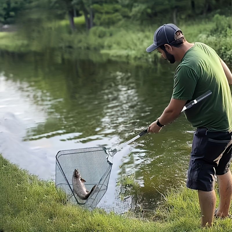 Multifunctional telescopic fishing net, extends from 110 cm to 210 cm