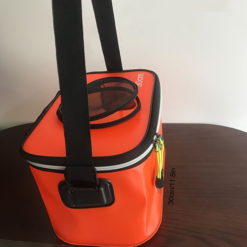 Portable multi-function EVA fishing bag, Orange large capacity, foldable, for camping and fishing..