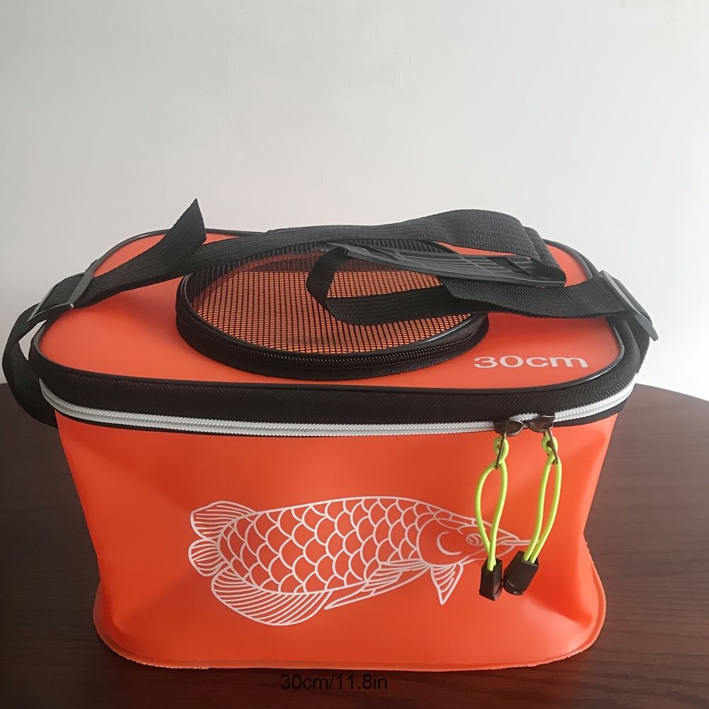 Portable multi-function EVA fishing bag, Orange large capacity, foldable, for camping and fishing..