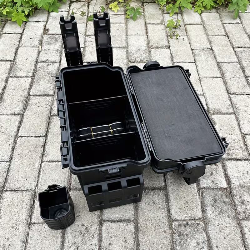 Double-layer multi-function fishing tackle box.