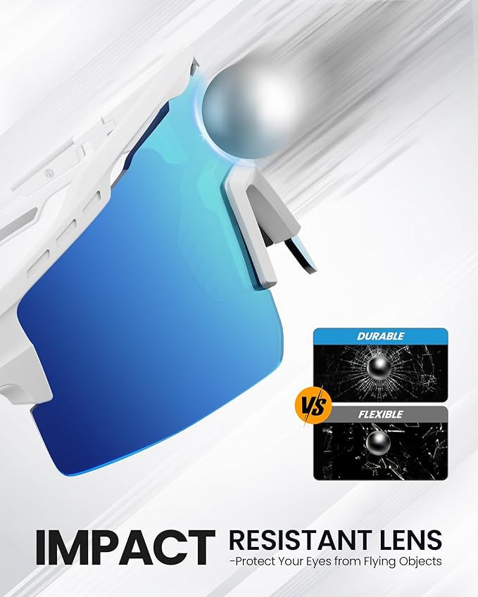 Outdoor Master Hawk II Polarized Sports Sunglasses UV400 Protection; Cycling, Running Fishing,   White + Revo Blue