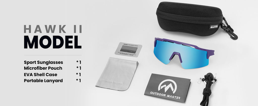 Outdoor Master Hawk II Polarized Sports Sunglasses UV400 Protection; Cycling, Running Fishing,   White + Revo Blue
