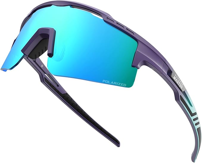Outdoor Master Hawk II Polarized Sports Sunglasses UV400 Protection TR90 Frame Blue & Revo Blue Cycling Sunglasses, Running Fishing