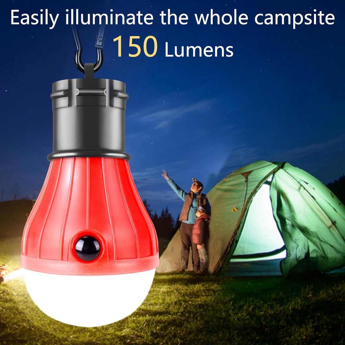 Camping Lamp - 4-Piece - LED Portable IPX4 Waterproof - Bright - Battery Operated 4 Lighting Modes - for Outdoor / Fishing / Travel / Camping