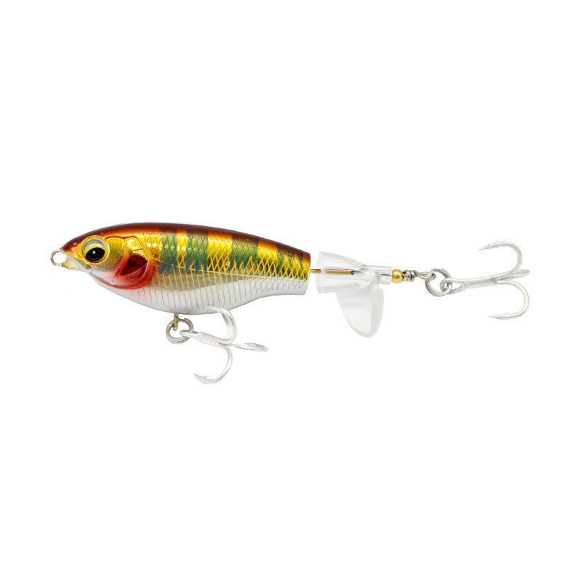 TRUSCEND 4 Piece Top Water Fishing Lures Freshwater or Saltwater Twin Blade Prop Tail