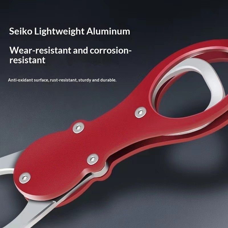 Aluminium Fish Lip Gripper with Scale 360° Swivel Non-Slip Handle Red