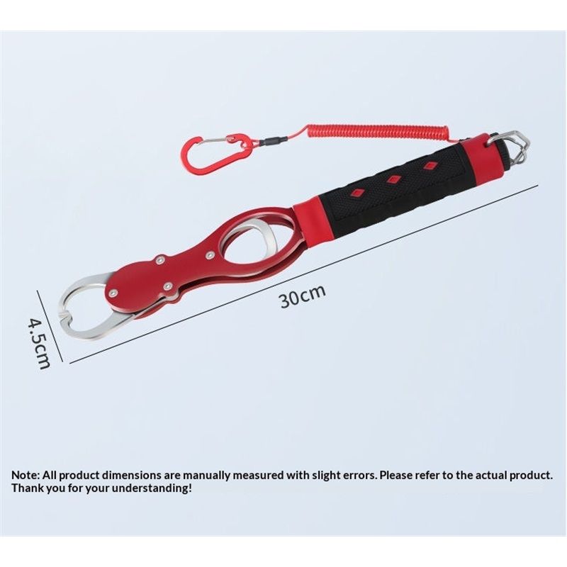 Aluminium Fish Lip Gripper with Scale 360° Swivel Non-Slip Handle Red