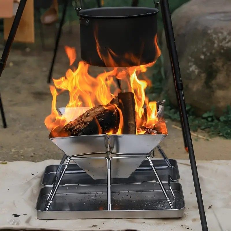 304 Stainless Steel Portable Folding BBQ Grill with Storage Tray for Outdoor Camping Picnics Beach and Backyard