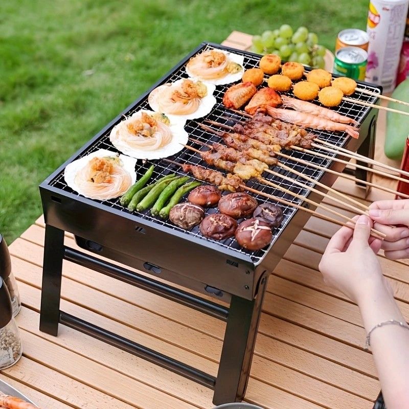 Weekend Essential Portable Foldable BBQ Grill Home & Camping Heavy Duty Steel No Assembly Required（Xiaoheigang）