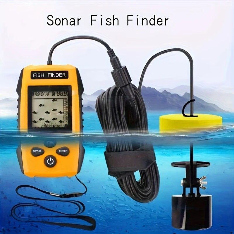 Handheld Fish Finder - Sonar Water Depth & Fish Detector Portable Fishing Gear
