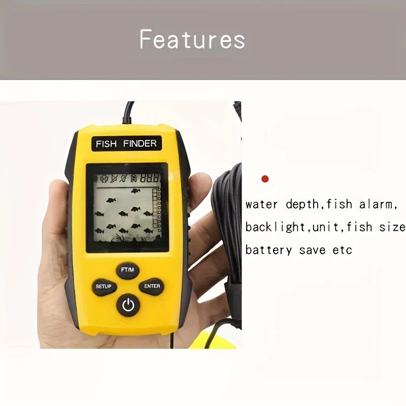 Handheld Fish Finder - Sonar Water Depth & Fish Detector Portable Fishing Gear