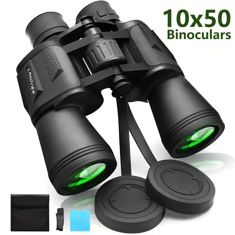 10x50 HD Binoculars - Wide Angle Large Eyepiece - Night Vision for Birdwatching Hiking Concerts - Lightweight & Portable(Black pockmark)