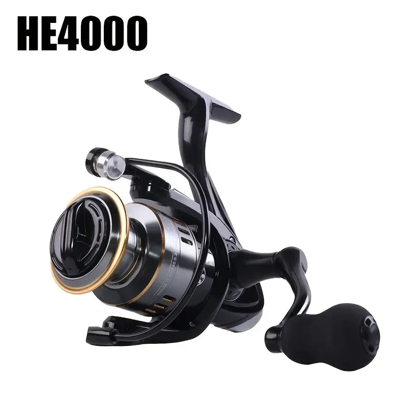 Fishing Reel Spinning Metal Spool, Metal Handle, 5.2:1 Gear Ratio, 10KG Drag, Smooth and Sensitive Line Output, Interchangeable Handle, Freshwater and Saltwater（HE2000)