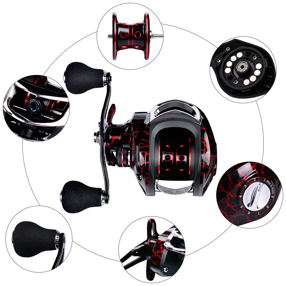 Fishing Reel High Speed Baitcasting 18+1BB, Dual Brake System, Max Drag 10kg- Left Handed.