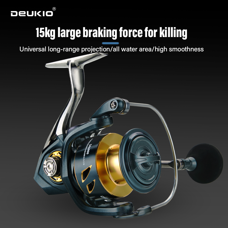 Fishing Reel DEUKIO All-Purpose Spinning 15kg Max Drag + CNC Metal Handle, Zero-Gap Waterproof Design, Ultra-Stable for Landing Big Fish (SA3000