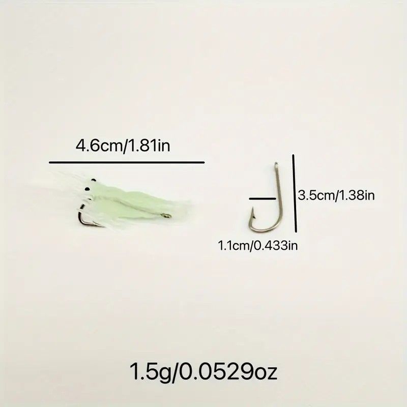 Glow-in-the-Dark Shrimp Lure 20-Piece Box Set | Night Fishing Essential, Soft Plastic Lure with Hooks, Suitable for Freshwater and Saltwater.