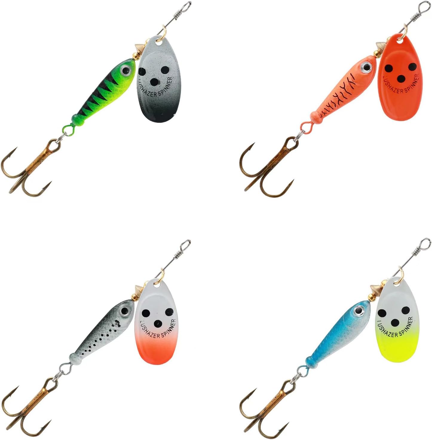 4Pcs Fishing Lure Spinner Baits, Bait Bionic Hard Baits, Metal Rotating Sequin baits for Bass, Trout, Salmon (0.53oz)