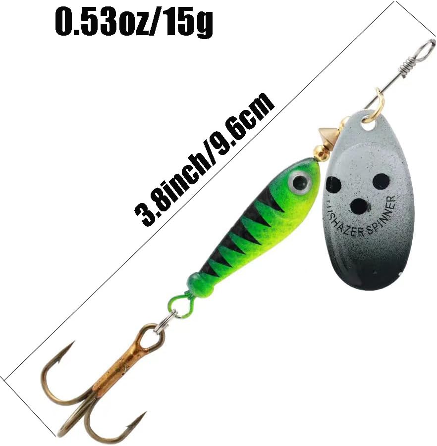 4Pcs Fishing Lure Spinner Baits, Bait Bionic Hard Baits, Metal Rotating Sequin baits for Bass, Trout, Salmon (0.53oz)