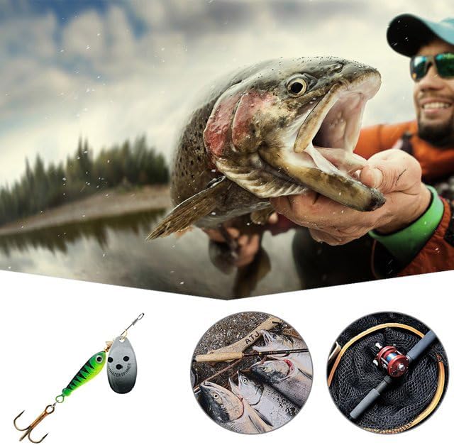 4Pcs Fishing Lure Spinner Baits, Bait Bionic Hard Baits, Metal Rotating Sequin baits for Bass, Trout, Salmon (0.53oz)