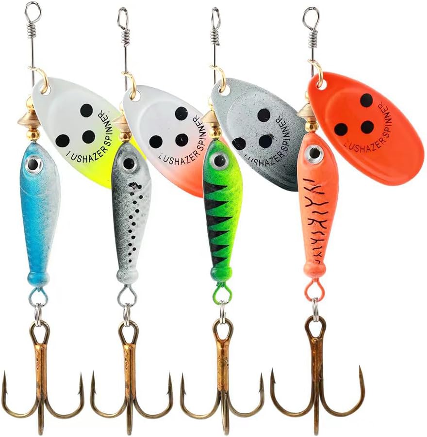 4Pcs Fishing Lure Spinner Baits, Bait Bionic Hard Baits,Metal Rotating Sequin baits for Bass, Trout, salmon  0.63oz