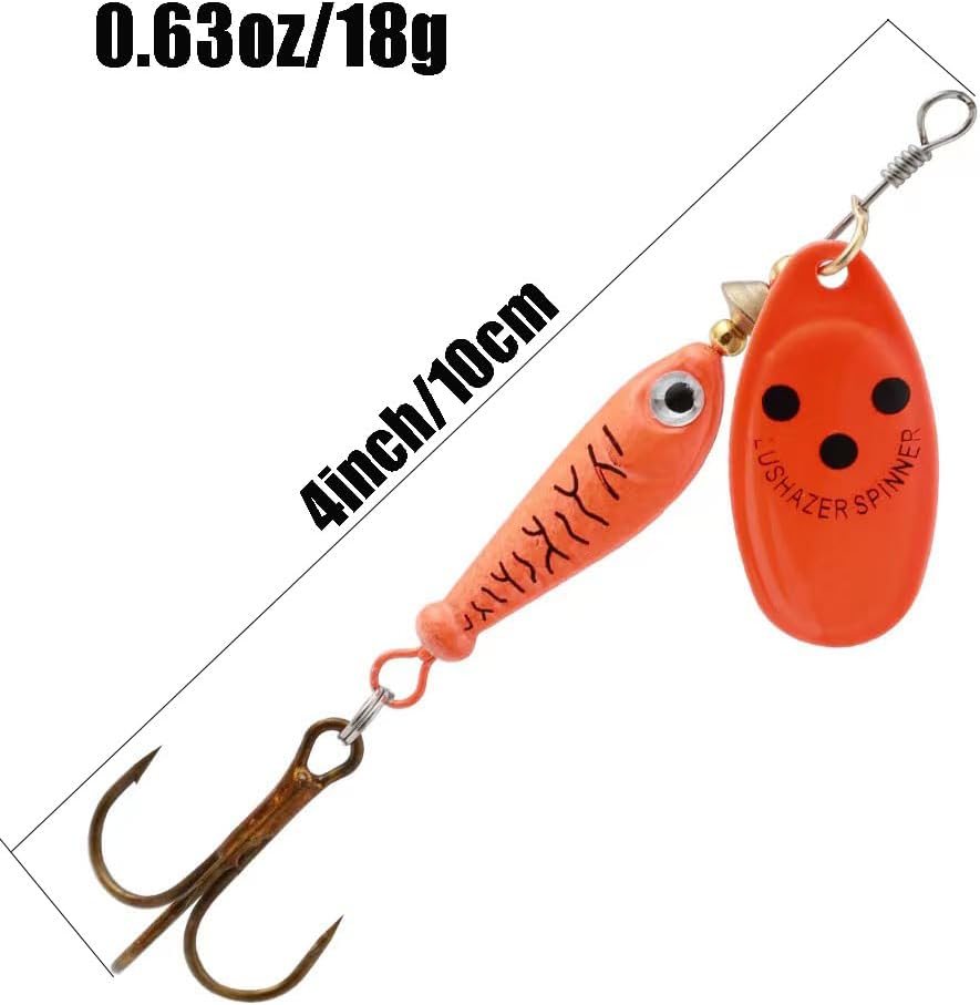4Pcs Fishing Lure Spinner Baits, Bait Bionic Hard Baits,Metal Rotating Sequin baits for Bass, Trout, salmon  0.63oz
