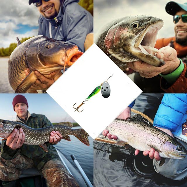 4Pcs Fishing Lure Spinner Baits, Bait Bionic Hard Baits,Metal Rotating Sequin baits for Bass, Trout, salmon  0.63oz
