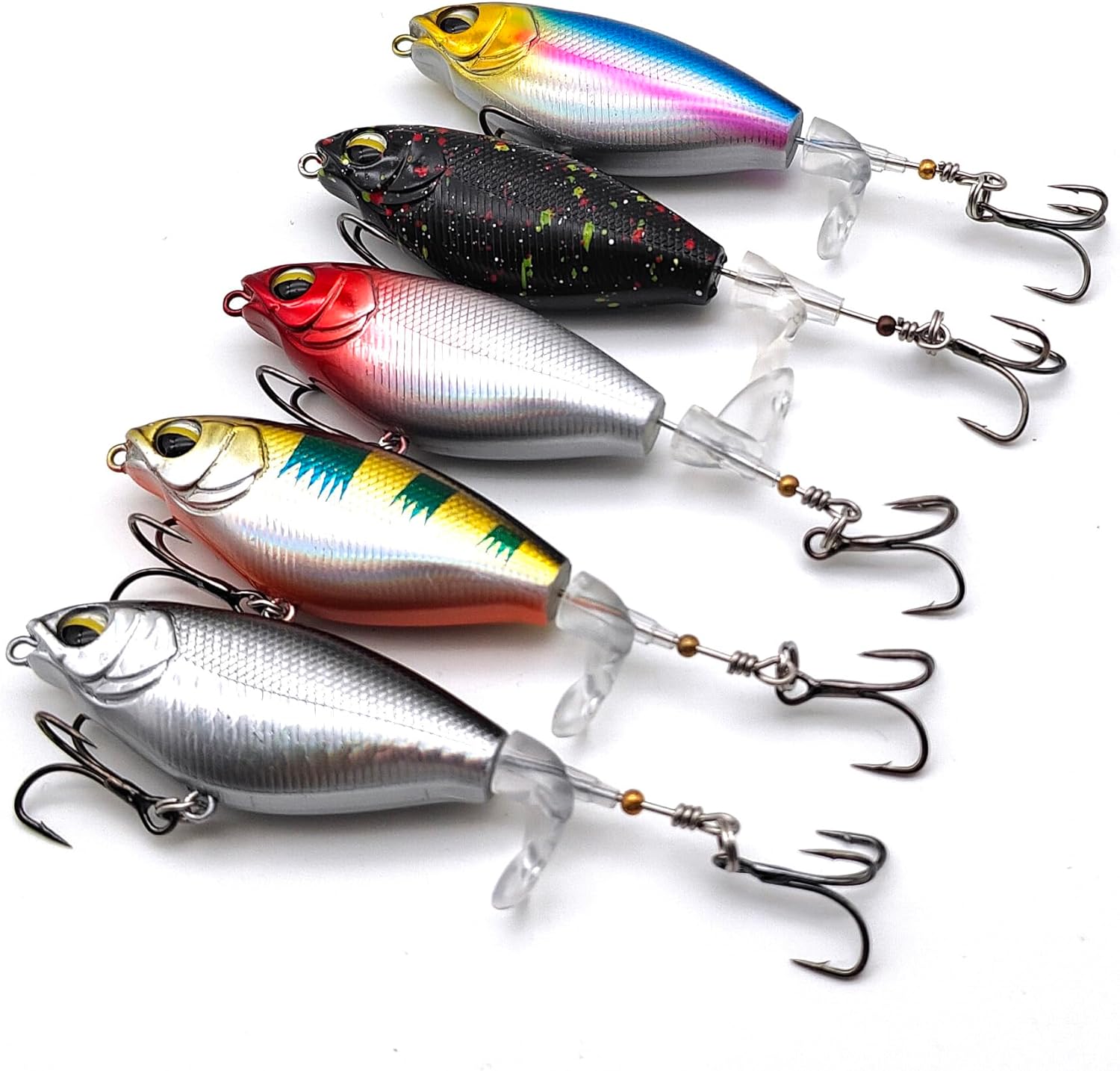 5Pcs Premium Top Water Fishing Lures, Lure for Bass with Soft Propeller Tail Perch, Bass, Lures Freshwater or Saltwater