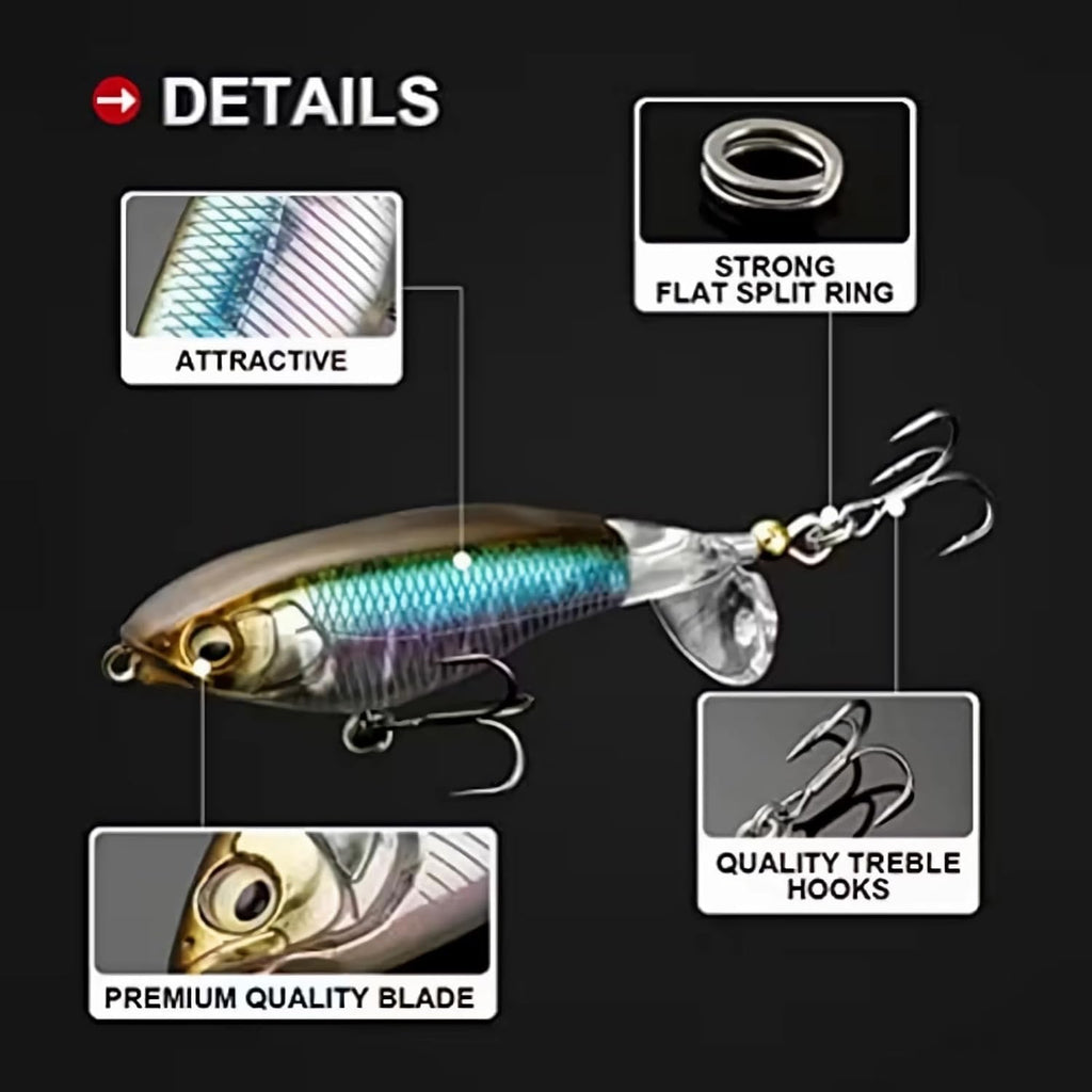 5Pcs Premium Top Water Fishing Lures, Lure for Bass with Soft Propeller Tail Perch, Bass, Lures Freshwater or Saltwater