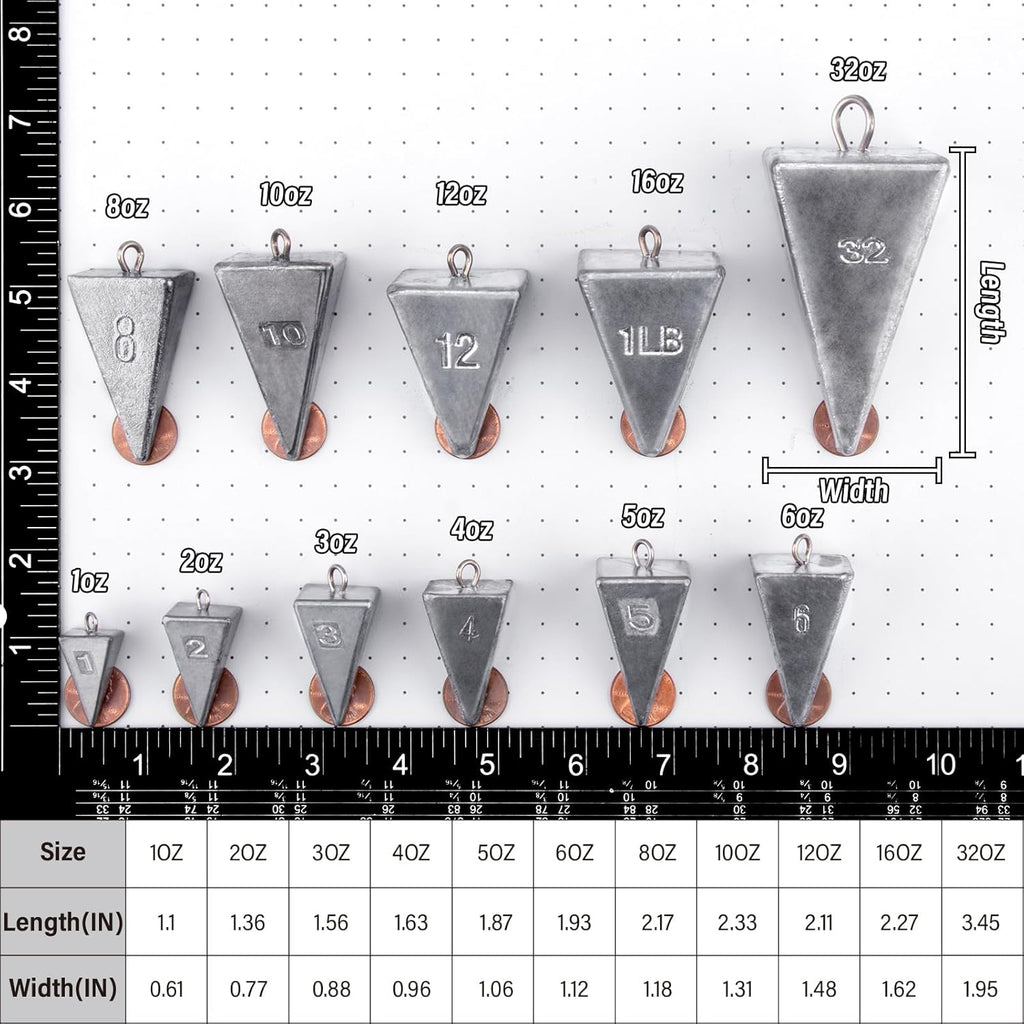 Pyramid Fishing Sinkers Lead 10 Pack Kit (28g-113g)