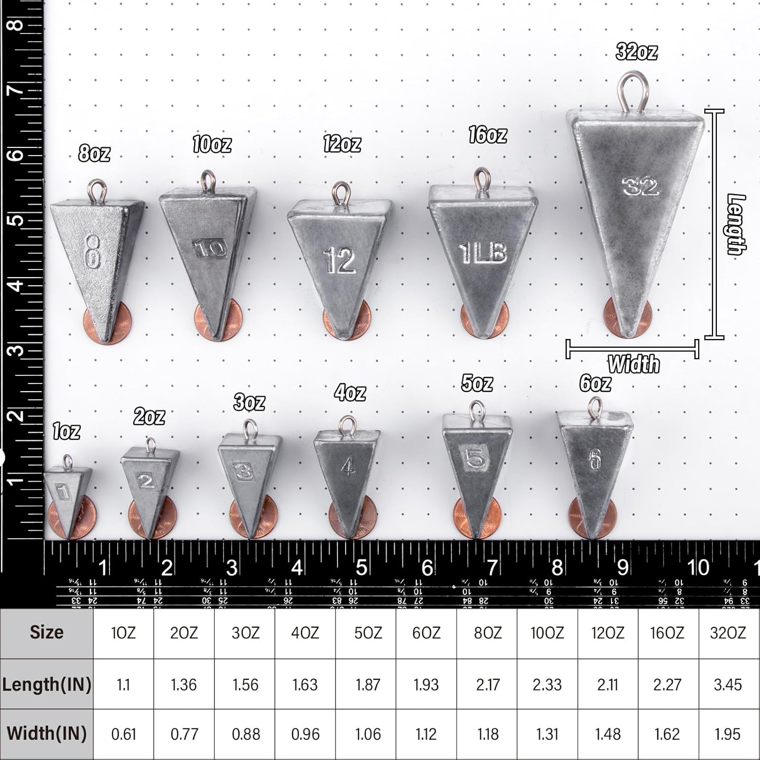 Pyramid Fishing Sinkers Lead 10 Pack Kit (28g-113g)
