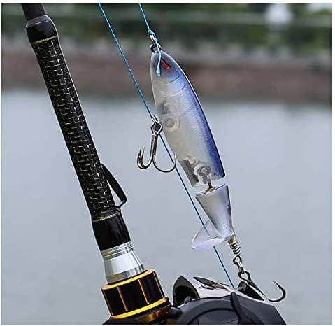 5 Pack Top-water Whopper Popper Lures with Floating Rotating Tail Hard Body Treble Hooks (Freshwater and Saltwater)