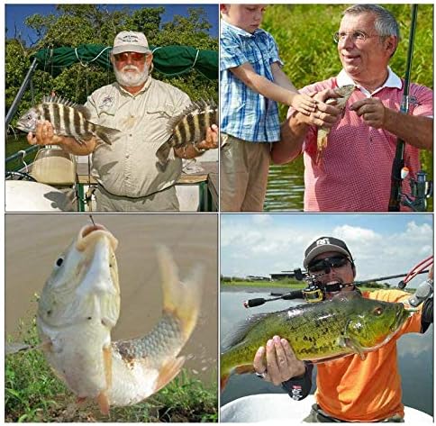 5 Pack Top-water Whopper Popper Lures with Floating Rotating Tail Hard Body Treble Hooks (Freshwater and Saltwater)