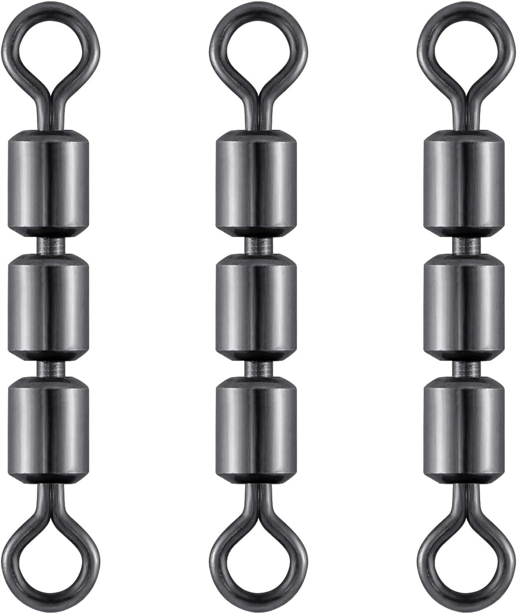 High Speed 3 Roller Swivels, Bead Chain Barrel Swivels Fishing Tackle Trolling Rolling Leader Lure Connector #3-84LB