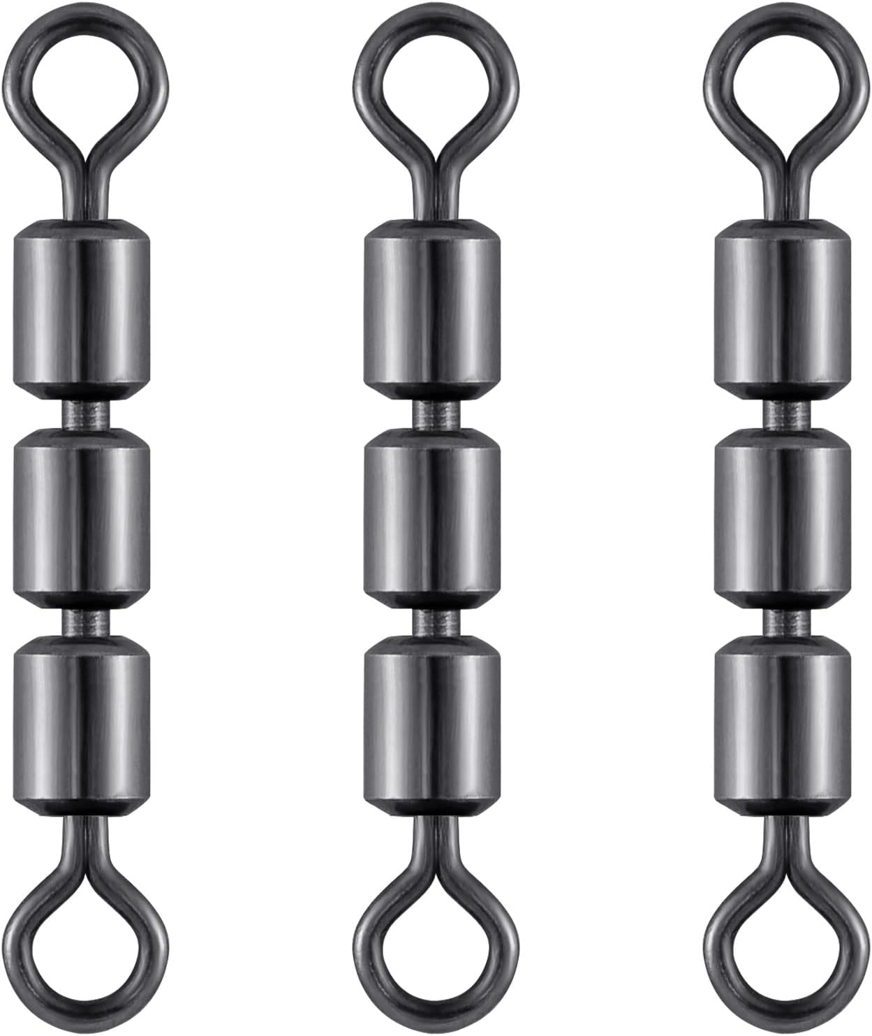 High Speed 3 Roller Swivels, Bead Chain Barrel Swivels Fishing Tackle Trolling Rolling Leader Lure Connector #3-84LB