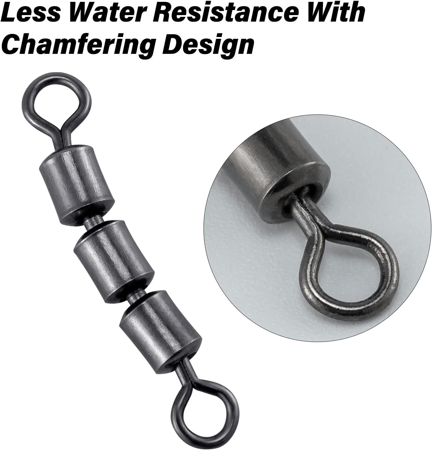 High Speed 3 Roller Swivels, Bead Chain Barrel Swivels Fishing Tackle Trolling Rolling Leader Lure Connector #3-84LB