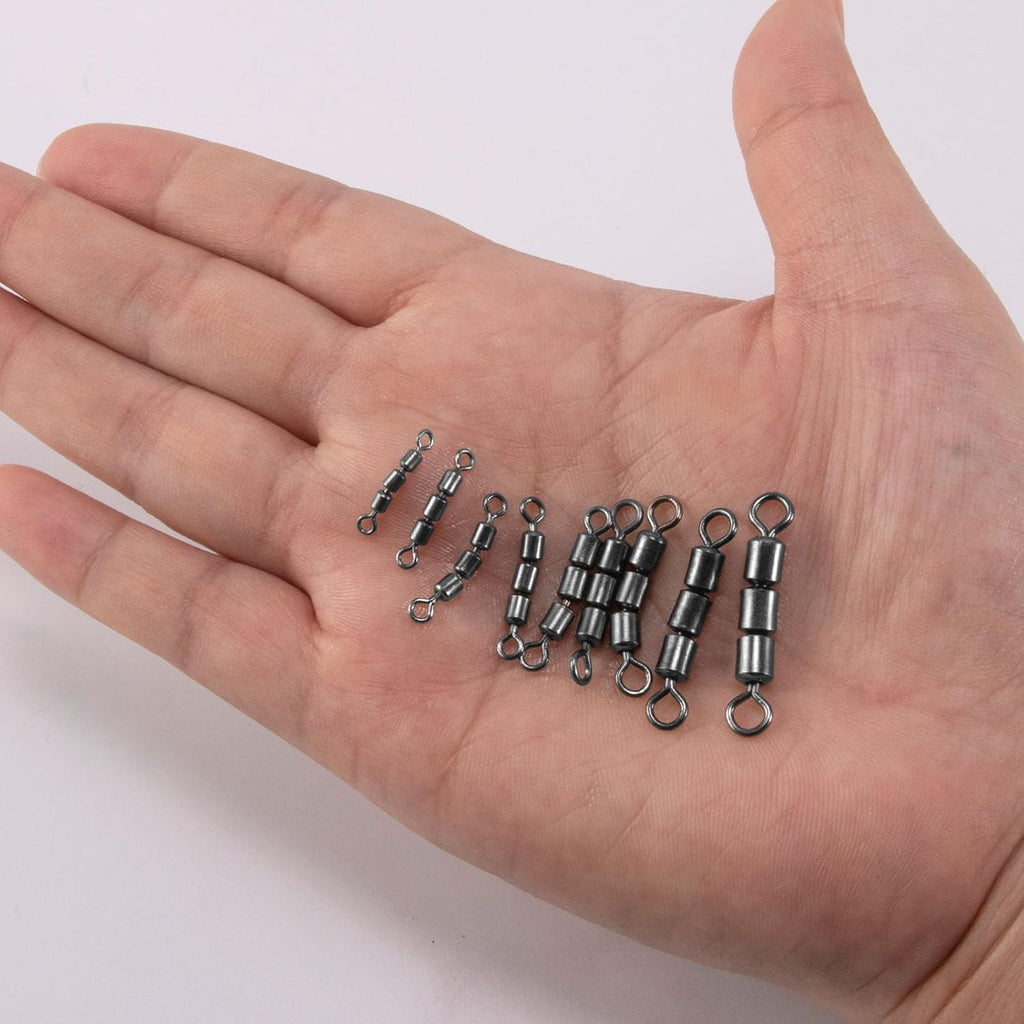 High Speed 3 Roller Swivels, Bead Chain Barrel Swivels Fishing Tackle Trolling Rolling Leader Lure Connector #3-84LB