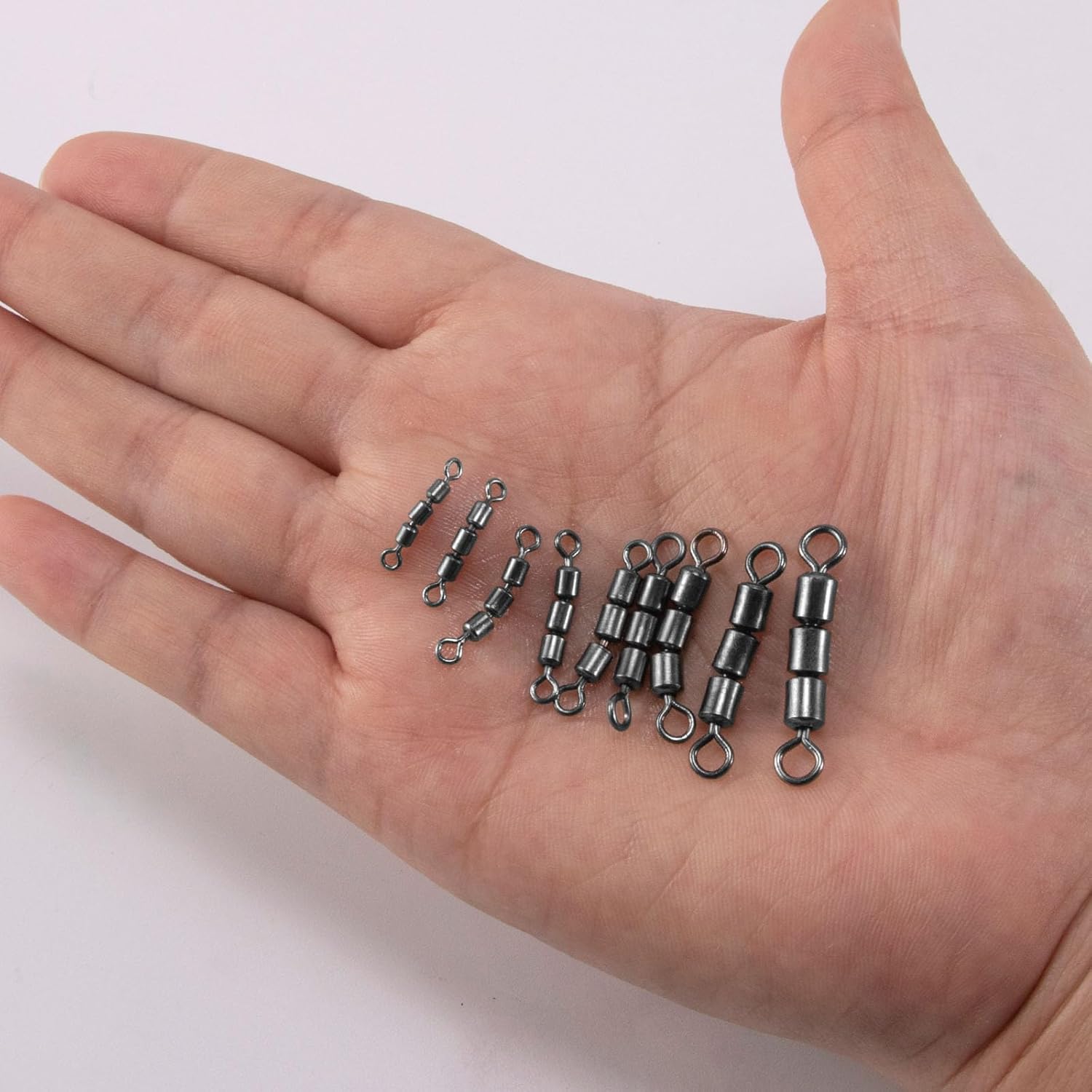 High Speed 3 Roller Swivels, Bead Chain Barrel Swivels Fishing Tackle Trolling Rolling Leader Lure Connector #3-84LB
