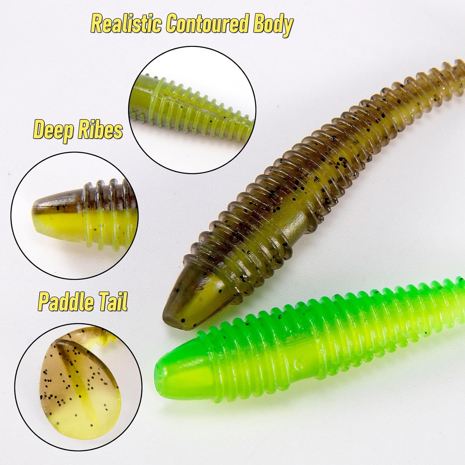 20 Pack Paddle Tail Swimbait Soft Plastic Shad Fishing Lure Pearl White 75mm
