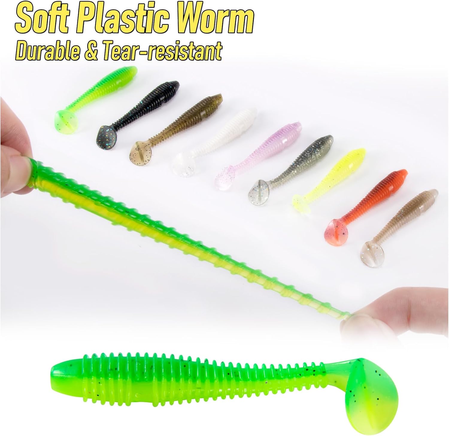 20 Pack Paddle Tail Swimbait Soft Plastic Shad Fishing Lure Pearl White 75mm