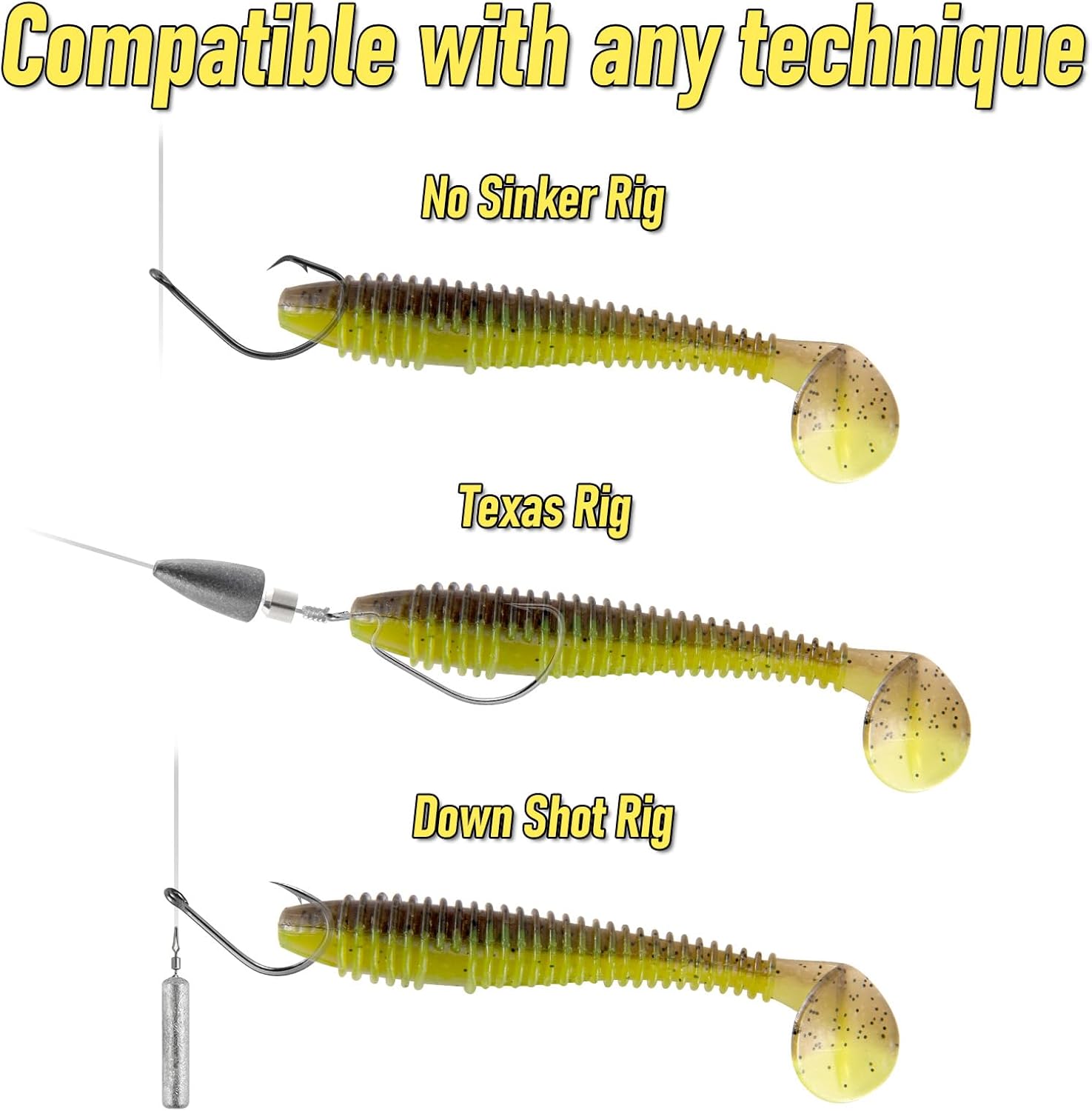 20 Pack Paddle Tail Swimbait Soft Plastic Shad Fishing Lure Pearl White 75mm